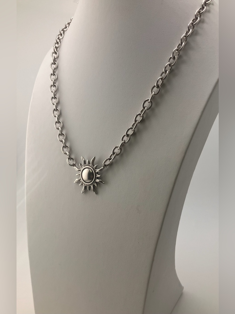 Katia Designs Sunburst Silver Pendant Necklace - EUC Grateful Message on back
